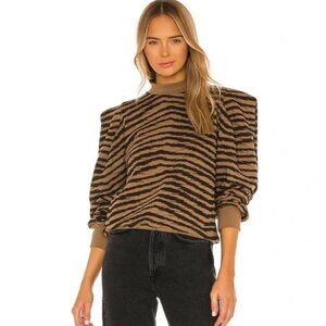 AGOLDE Folded Sleeve Mock Neck Cotton Sweatshirt Serpentine, XS
